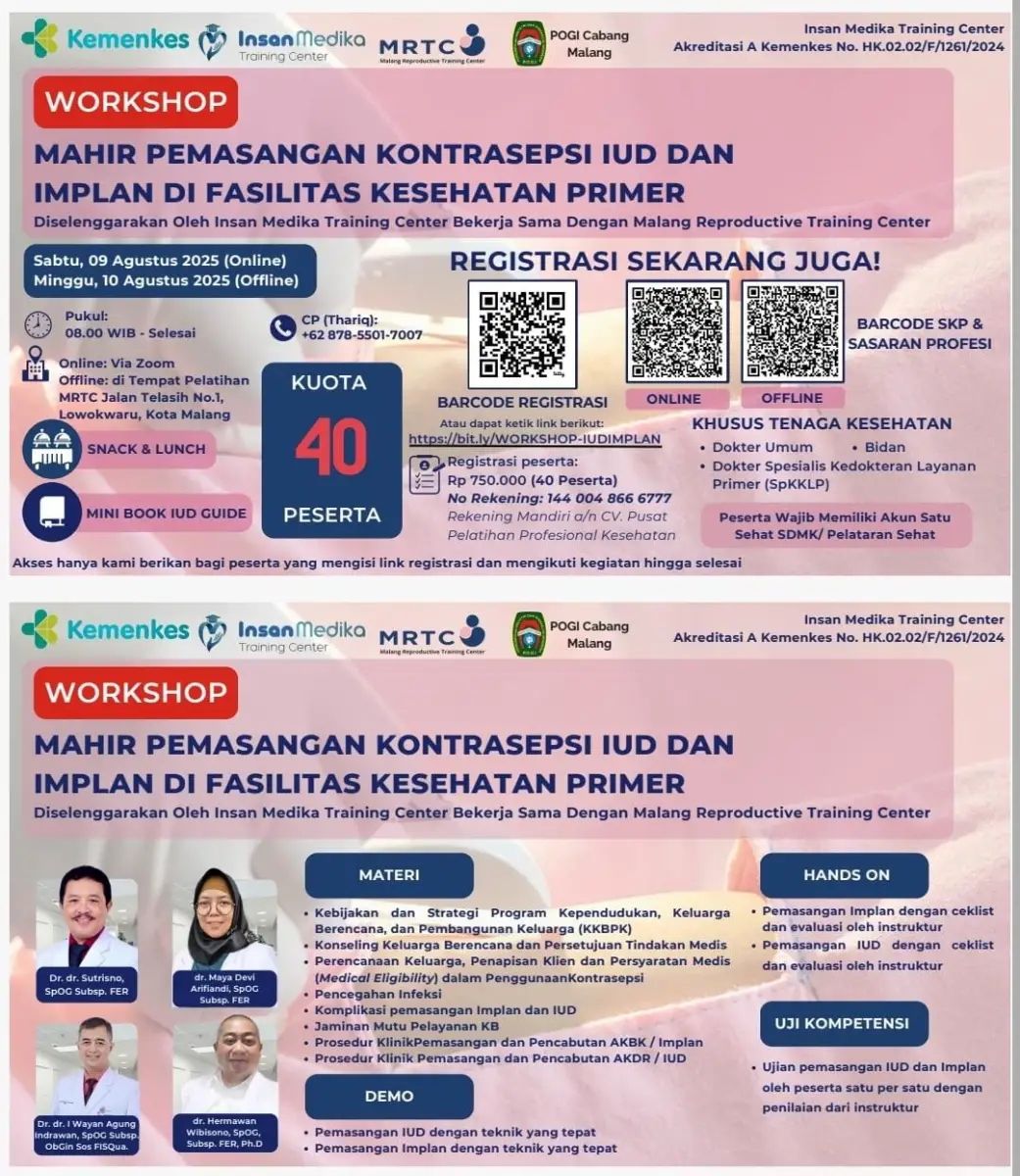 WORKSHOP MAHIR PEMASANGAN KONTRASEPSI IUD DAN IMPLAN DI FASILITAS KESEHATAN PRIMER